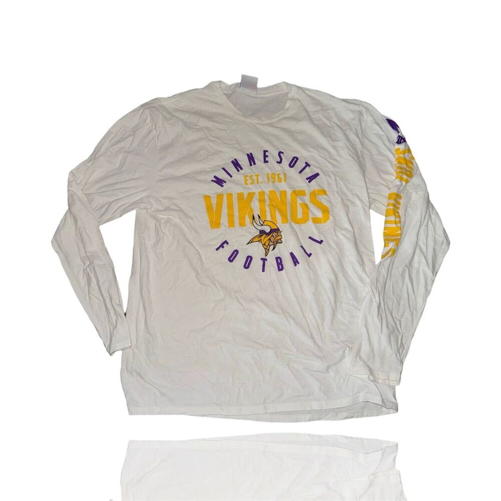 Majestic Minnesota Vikings NFL Men's Long Sleeve T-Shirt White Size L